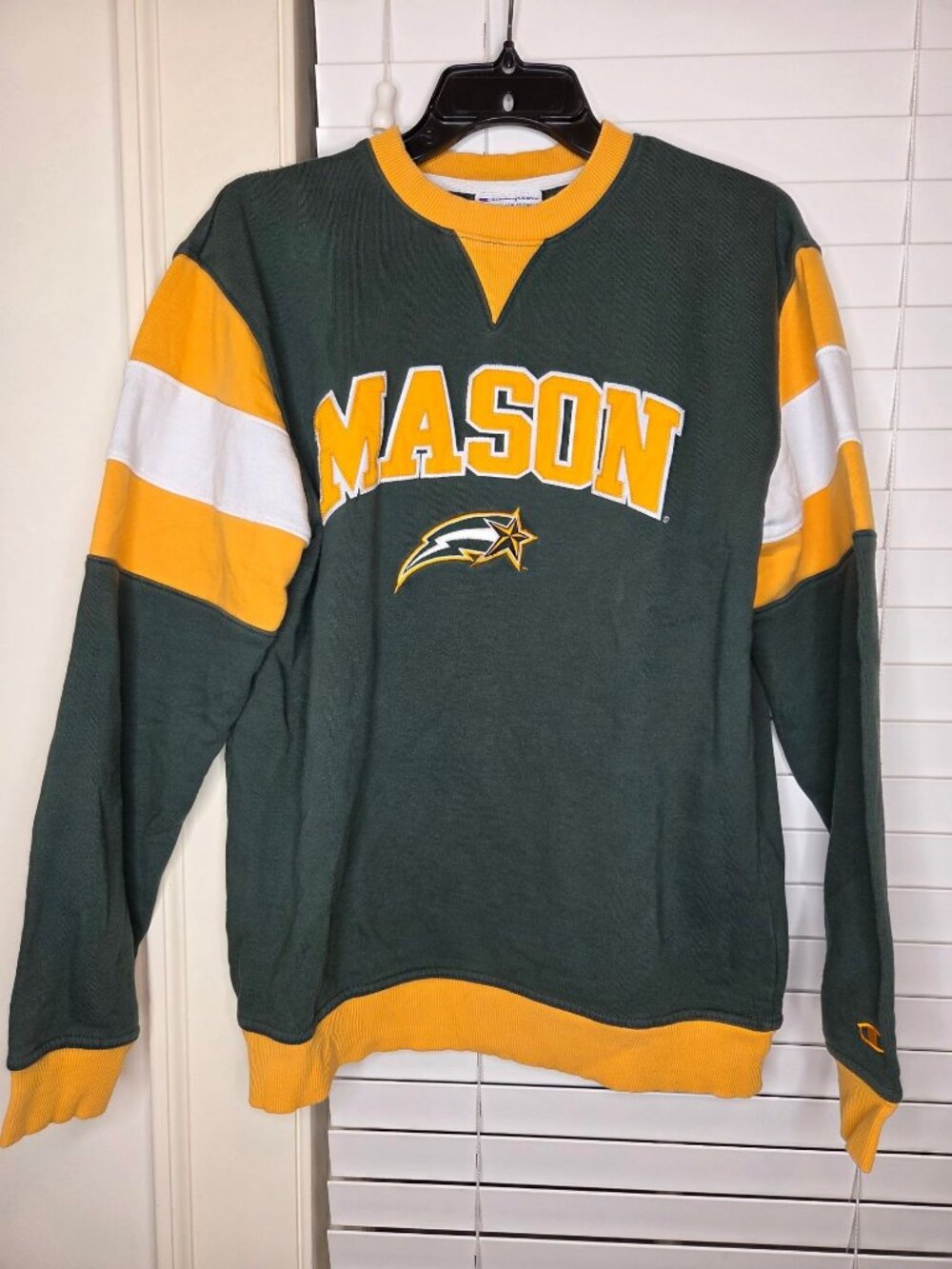 VTG Champion George Mason Crewneck Sweatshirt M Mens Green Gold